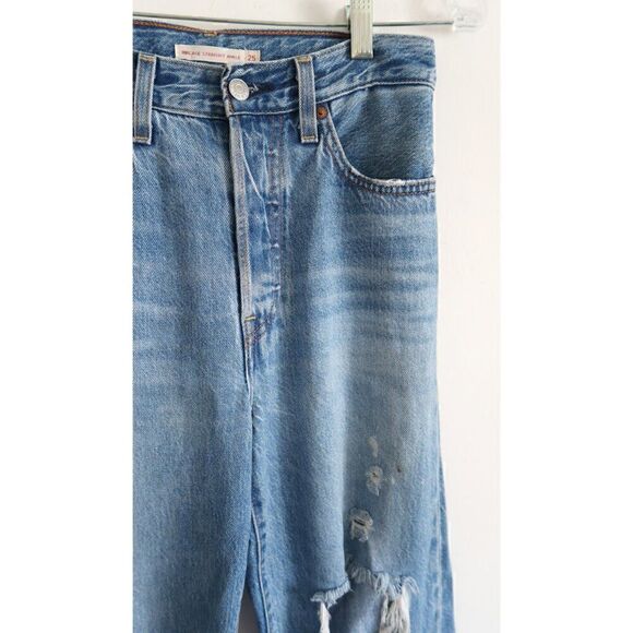 Levi's Ribcage Straight Ankle Blue Jeans - Size 25 - Picture 3 of 7